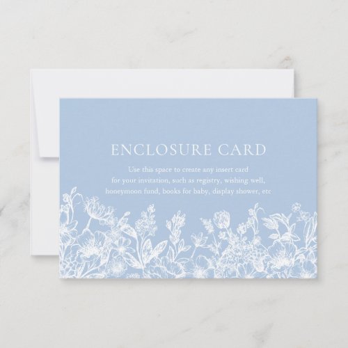 Elegant Vintage Dusty Blue Floral Enclosure Card