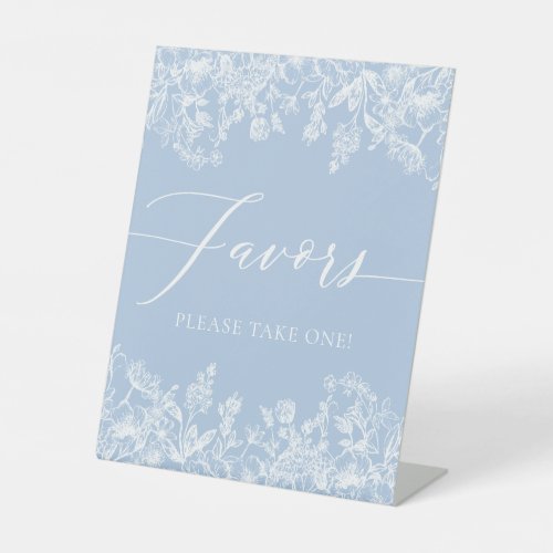 Elegant Vintage Dusty Blue Floral Favors Sign