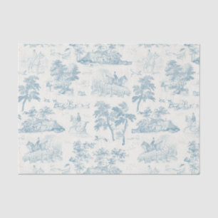 Elegant Vintage Dusty Blue Horse Hunting Toile Tissue Paper