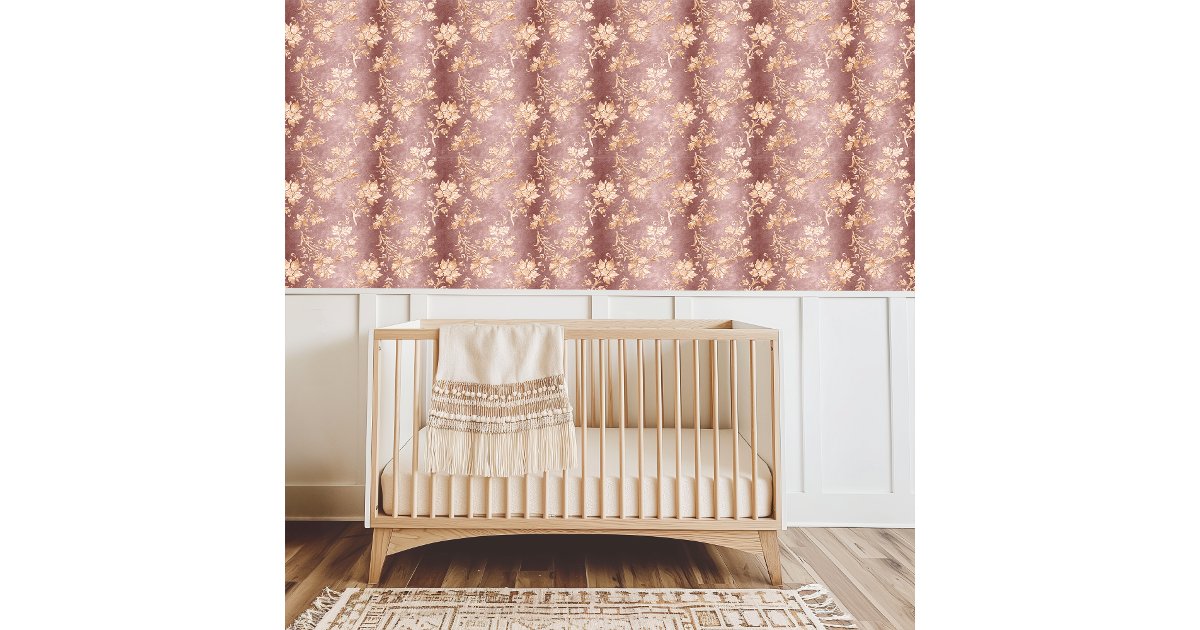 Elegant Vintage Dusty Rose Gold Floral Wallpaper | Zazzle