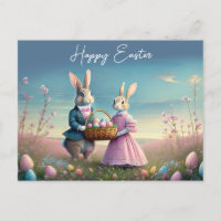 Elegant Vintage Easter bunny boy and girl