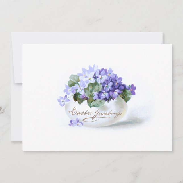 Elegant Vintage Easter Purple Forget-Me-Nots Holiday Card (Front)