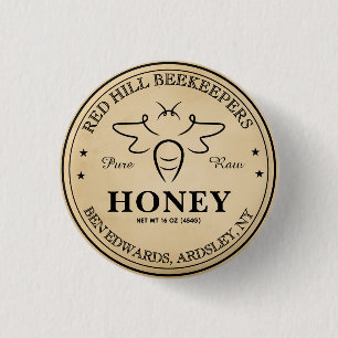 Elegant vintage Editable Honey Jar Bee Label Button