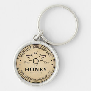 Elegant vintage Editable Honey Jar Bee Label Keychain