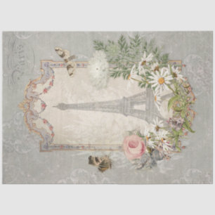 Elegant Vintage Eiffel Tower Paris Flower Garden Tissue Paper