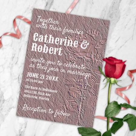 Elegant Vintage Embossed Rose Gold Foil Wedding 
