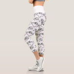 Elegant Vintage Engraved Black Roses and Ribbons Capri Leggings<br><div class="desc">Elegant and romantic black engraved vintage roses,  flowers,  vines,  leaves and butterflies with ribbons and bows intertwined on a white background. Waistband color is customizable.</div>
