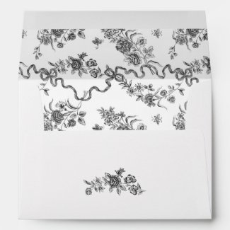 Elegant Vintage Engraved Black Roses and Ribbons  Envelope