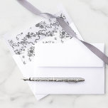Elegant Vintage Engraved Black Roses and Ribbons Envelope Liner<br><div class="desc">Elegant and romantic black engraved vintage roses,  flowers,  vines,  leaves and butterflies with ribbons and bows intertwined on a white background.</div>