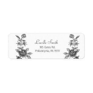 Elegant Vintage Engraved Black Roses Label