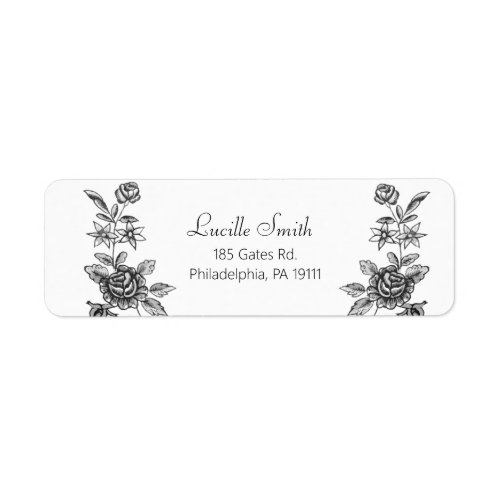 Elegant Vintage Engraved Black Roses Label