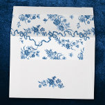 Elegant Vintage Engraved Blue Roses and Ribbons Envelope<br><div class="desc">Elegant and romantic blue engraved vintage roses,  flowers,  vines,  leaves and butterflies with ribbons and bows intertwined on a white background. Includes text fields and floral graphic.</div>