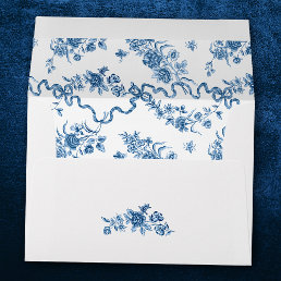 Elegant Vintage Engraved Blue Roses and Ribbons Envelope
