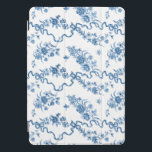 Elegant Vintage Engraved Blue Roses and Ribbons iPad Pro Cover<br><div class="desc">Elegant and romantic blue engraved vintage roses,  flowers,  vines,  leaves and butterflies with ribbons and bows intertwined on a white background.</div>