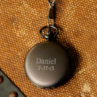 Elegant Vintage Engraved Gunmetal Pocket Watch