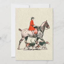 Elegant Vintage Equestrian Horse Rider with Hounds