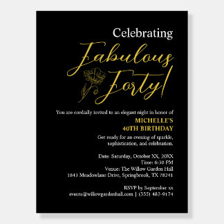 Elegant Vintage Fabulous Forty Birthday Party Foam Board