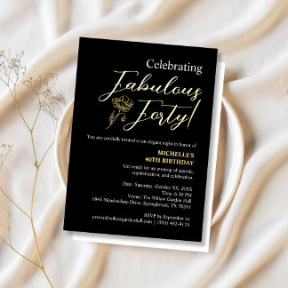 Elegant Vintage Fabulous Forty Foil Invitation