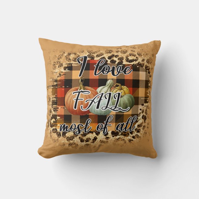 Elegant Vintage Fall Love Pumpkin Cotton 16"X16 Throw Pillow (Front)