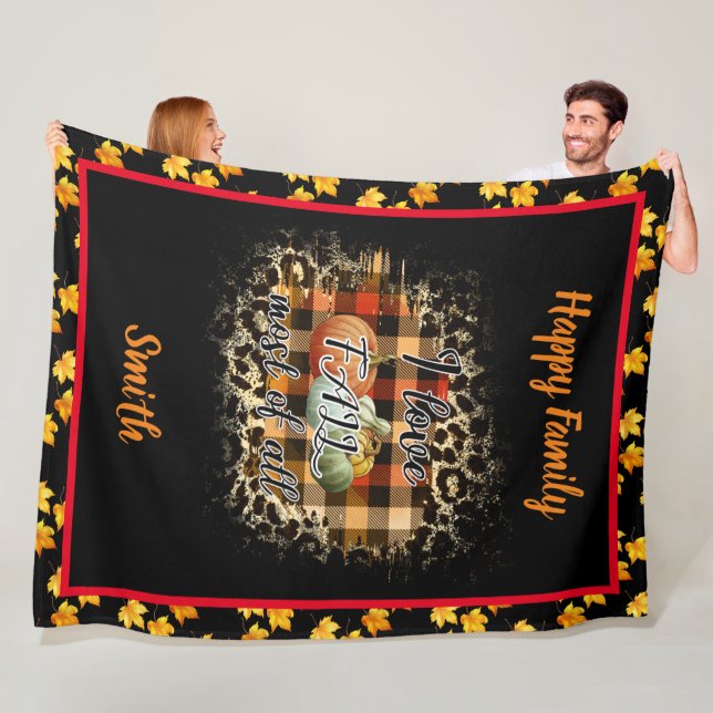 Elegant Vintage Fall Love Pumpkin Fleece Blanket (In Situ)