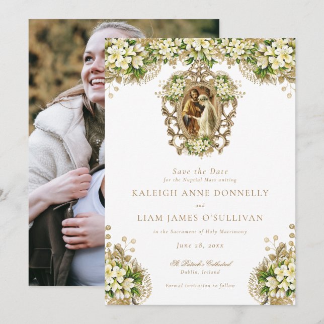 Elegant Vintage Fancy Script Photo Wedding Save The Date (Front/Back)