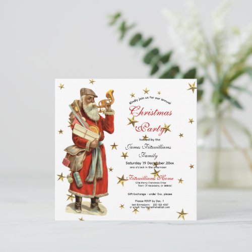 Elegant Vintage Father Christmas Party Invitation