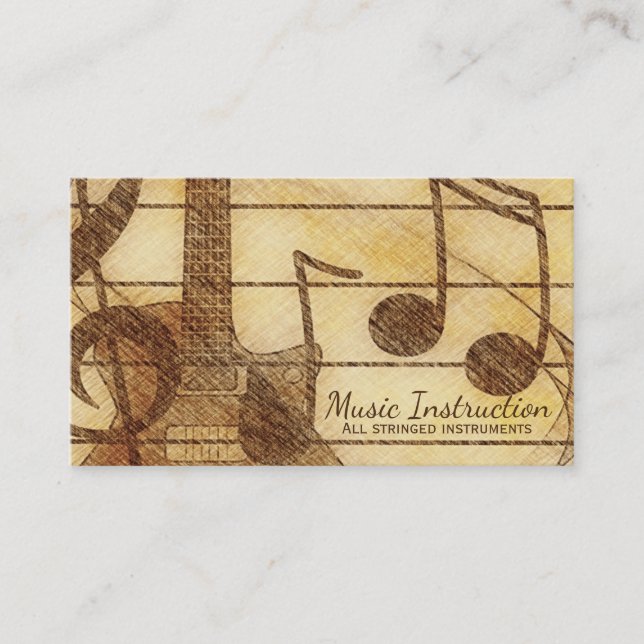 Elegant Vintage Flair Music Business Card (Front)