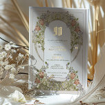 Elegant Vintage Floral 90th Birthday Party Foil Foil Invitation<br><div class="desc">Celebrate a 90th birthday with timeless elegance using this vintage floral party invitation. The design features an intricate floral motif in soft green, lavender, and coral tones, beautifully complemented by luxurious gold foil accents. The delicate artwork, combined with classic fonts, creates a sophisticated and memorable impression, perfect for honoring a...</div>