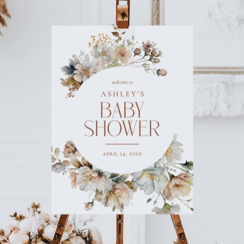 Elegant Vintage Floral Baby Shower Welcome Sign