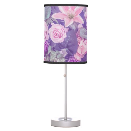 Elegant Vintage Floral Background  Table Lamp