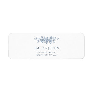 Elegant Vintage Floral Blue Wedding Address Label