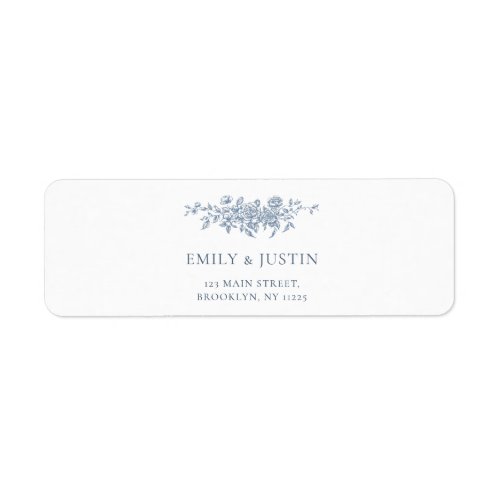 Elegant Vintage Floral Blue Wedding Address Label