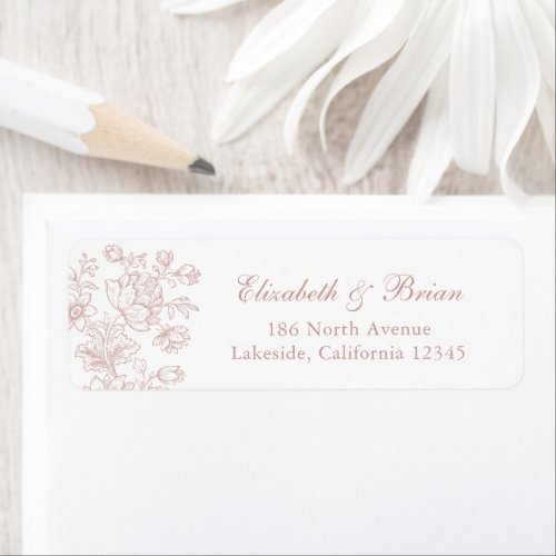 Elegant Vintage Floral Blush Pink Wedding Address Label