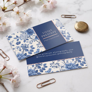 Elegant Vintage Floral Border Design Foil Business Cards
