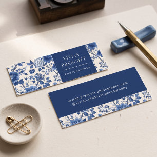 Elegant Vintage Floral Border Design Mini Business Card