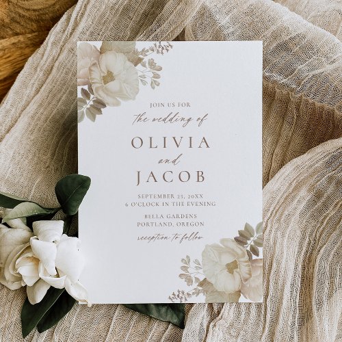 Elegant Vintage Floral Bouquet Wedding Invitation