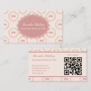 Elegant Vintage Floral Bow Branding Business Card