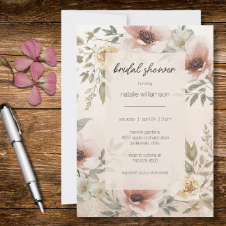 Elegant Vintage Floral Bridal Shower Invitation