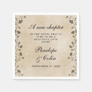 Elegant Vintage Floral Chic Library Wedding Napkins
