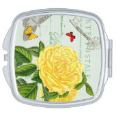 Elegant vintage floral compact mirror w/ rose (Side)