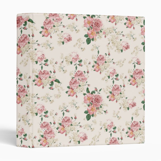 Elegant VIntage Floral Cottage Rose Binder (Front/Spine)
