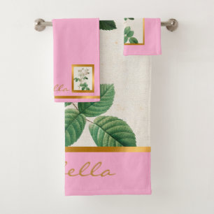 Elegant Vintage Floral Customize Color And Text Bath Towel Set