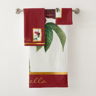 Elegant Vintage Floral Customize Color And Text Bath Towel Set