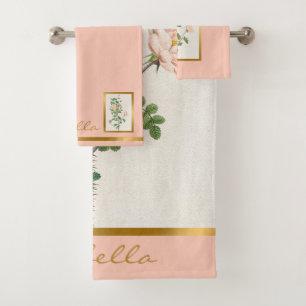 Elegant Vintage Floral Customize Color And Text Bath Towel Set