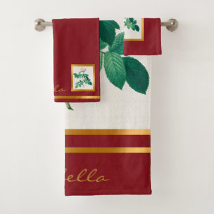 Elegant Vintage Floral Customize Color And Text Bath Towel Set