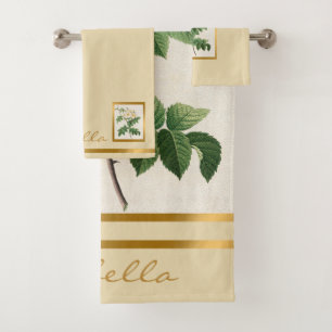 Elegant Vintage Floral Customize Color And Text Bath Towel Set