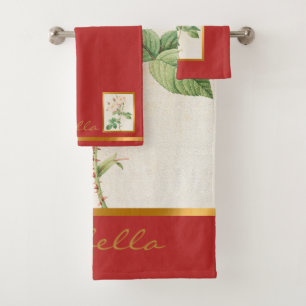Elegant Vintage Floral Customize Color And Text Bath Towel Set