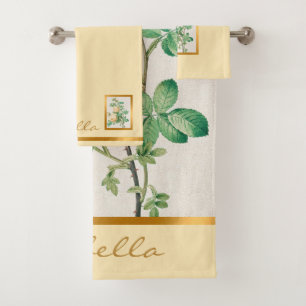 Elegant Vintage Floral Customize Color And Text Bath Towel Set