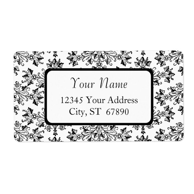 Elegant Vintage Floral Damask Address Labels (Front)