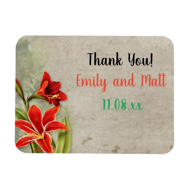 Elegant Vintage Floral Design with text Magnet (Horizontal)